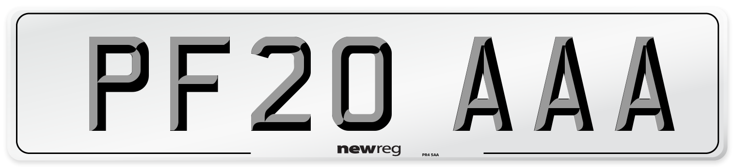 PF20 AAA Number Plate from New Reg